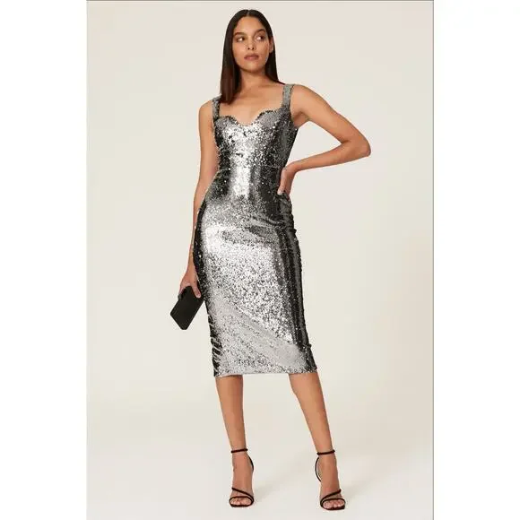 Dress the Population | Dresses | Dress The Population Sloane Sequin Dress  Silver S | Poshmark